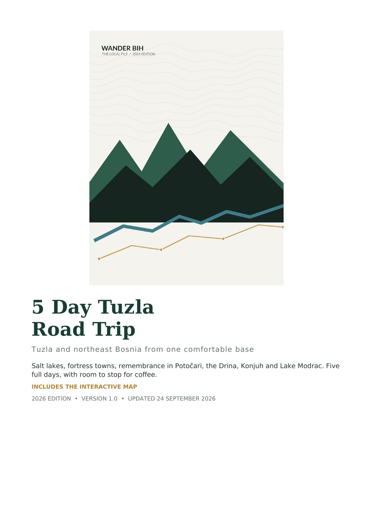 Cover of the WanderBiH 5-Day Tuzla and Northeast Bosnia Road Trip Pack